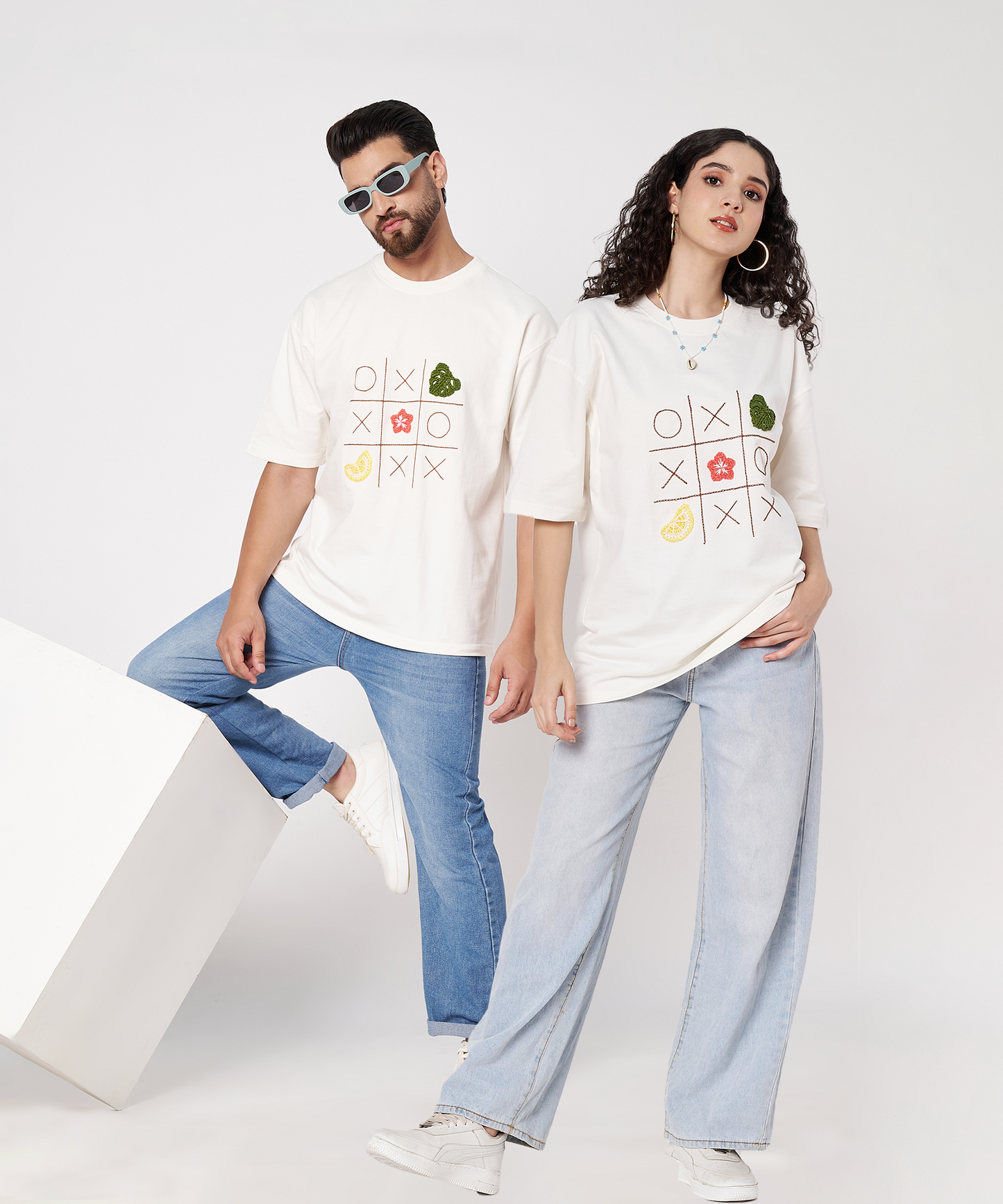 The Shoreline XO Tee – Unisex Oversized T-Shirt with Hand Embroidery & Crochet | Ocean Whispers Collection