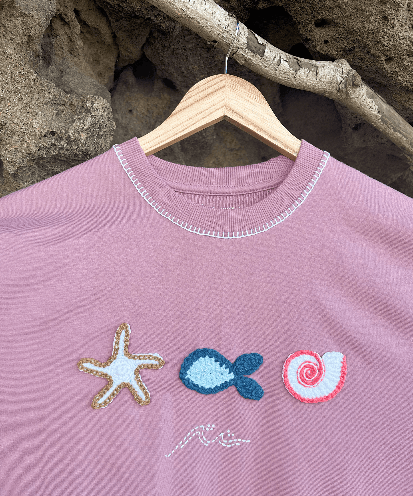 The Ocean Crest Tee – Unisex Oversized Fit with Hand Embroidery & Crochet | Ocean Whispers Collection - Hoot n' Wink