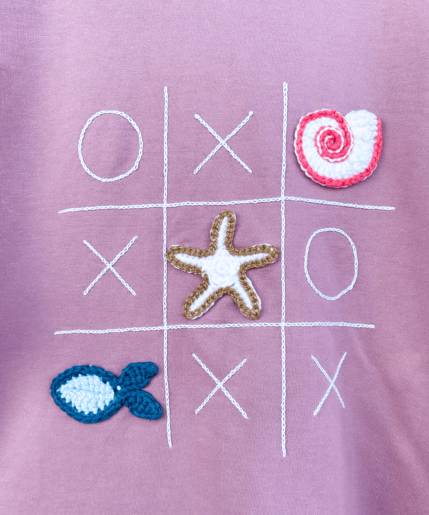The Shoreline XO Tee – Unisex Oversized T-Shirt with Hand Embroidery & Crochet | Ocean Whispers Collection - Hoot n' Wink