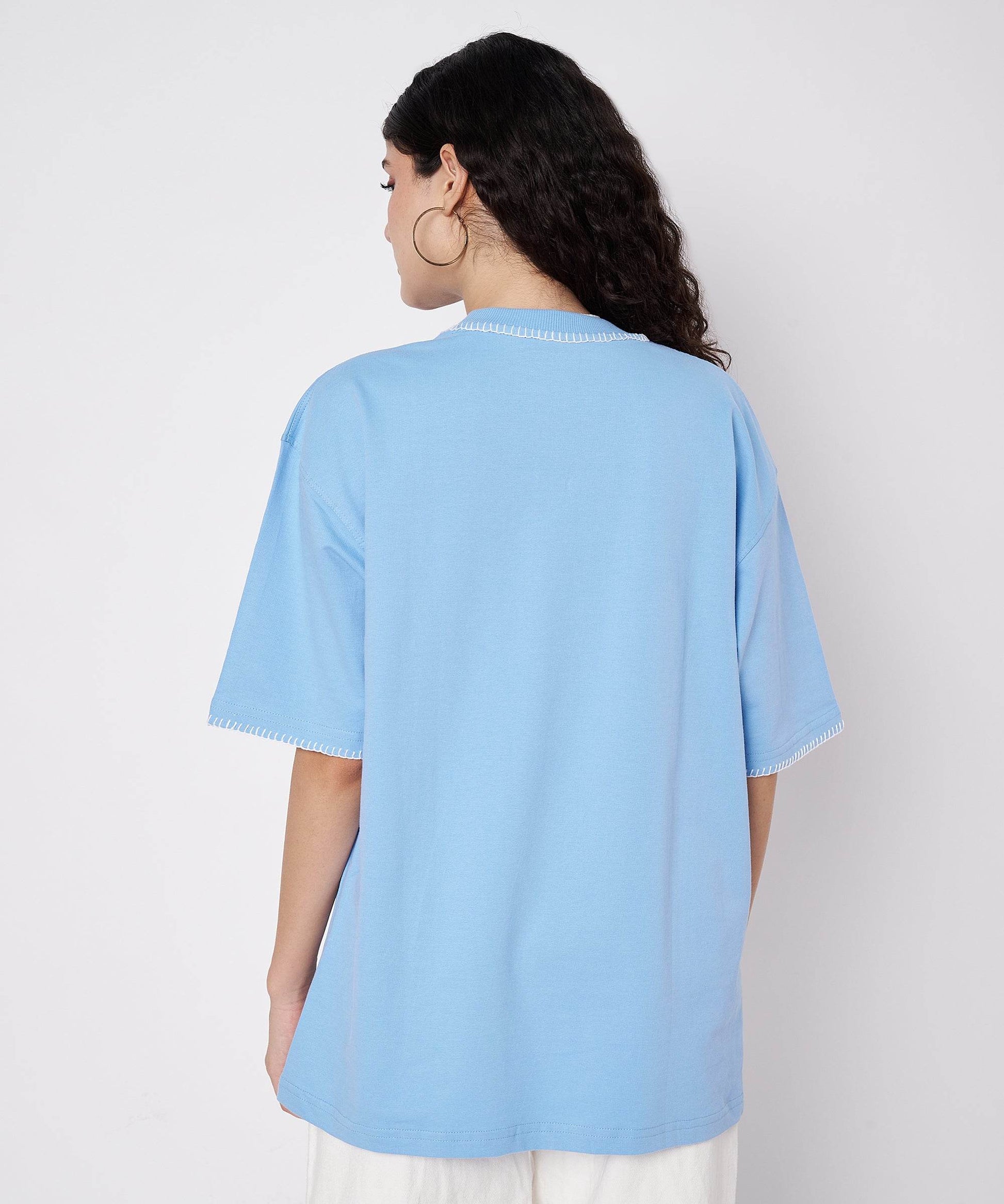 The Ocean Crest Tee – Unisex Oversized Fit with Hand Embroidery & Crochet | Ocean Whispers Collection - Hoot n' Wink