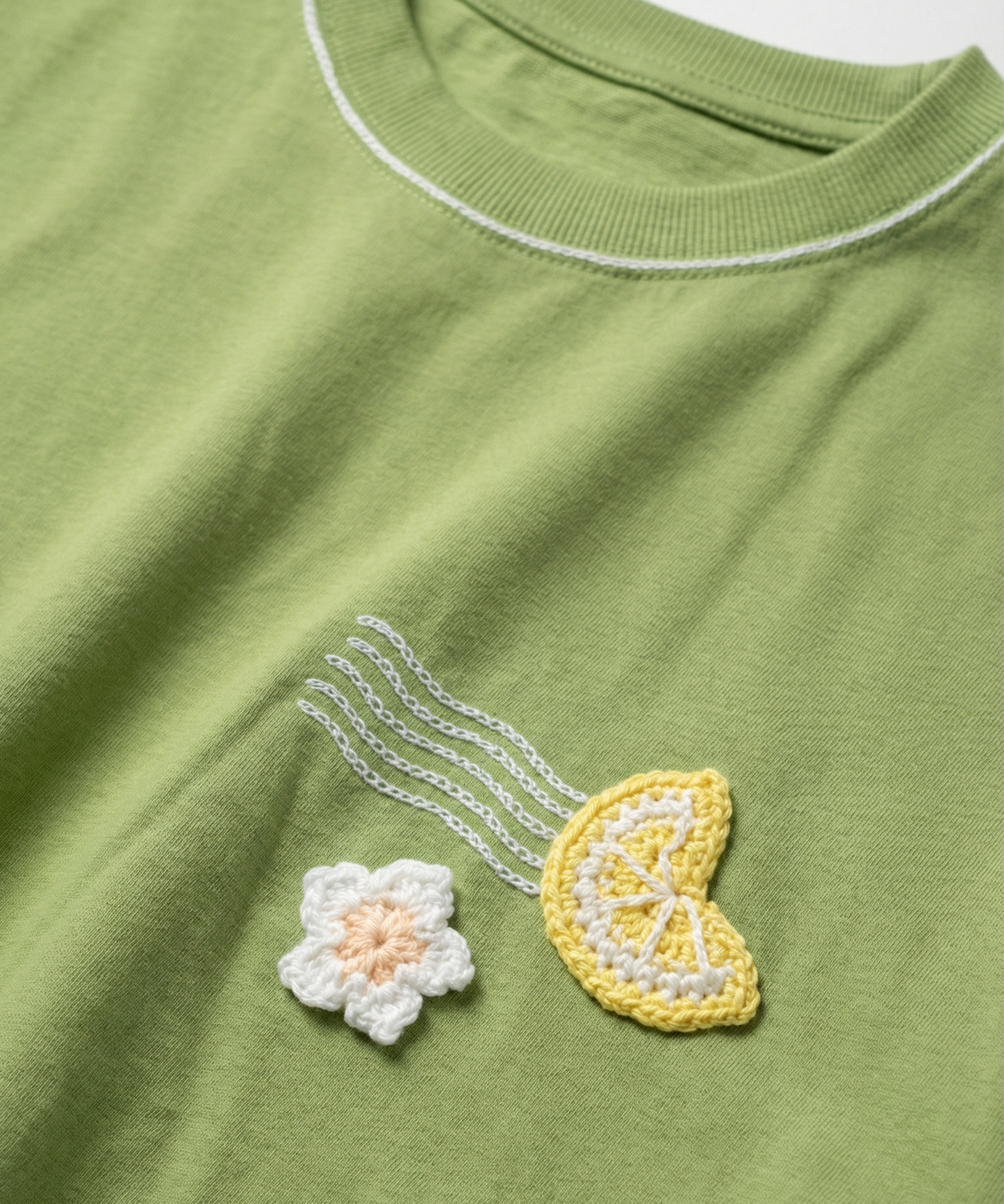 Unisex Oversized Cotton T-Shirt with Hand Embroidery & Crochet – The Island Drift Tee | Ocean Whispers Collection