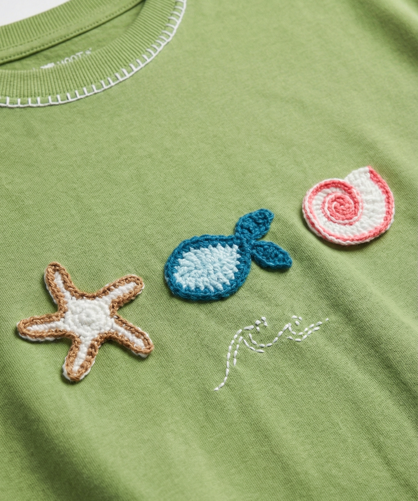 Unisex Oversized Cotton T-Shirt with Hand Embroidery & Crochet – The Ocean Crest Tee | Ocean Whispers Collection